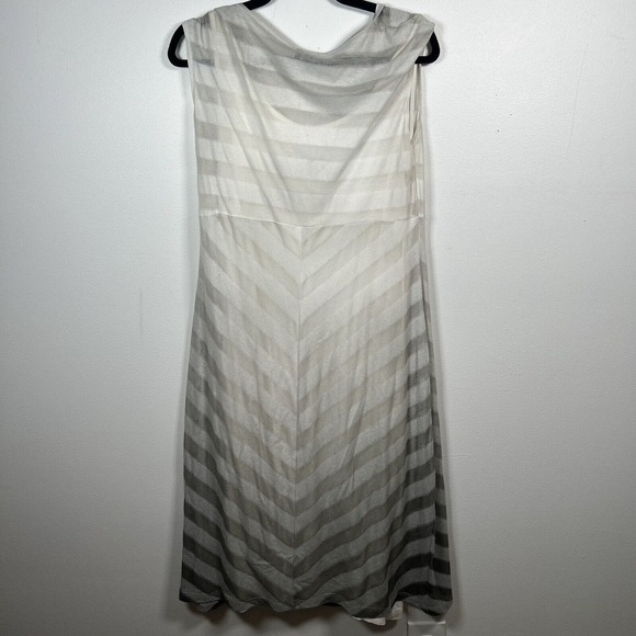 Ronen Chen Dress Beige Gray Lined Striped Draped Lightweight Women's Size 4 - Picture 4 of 8